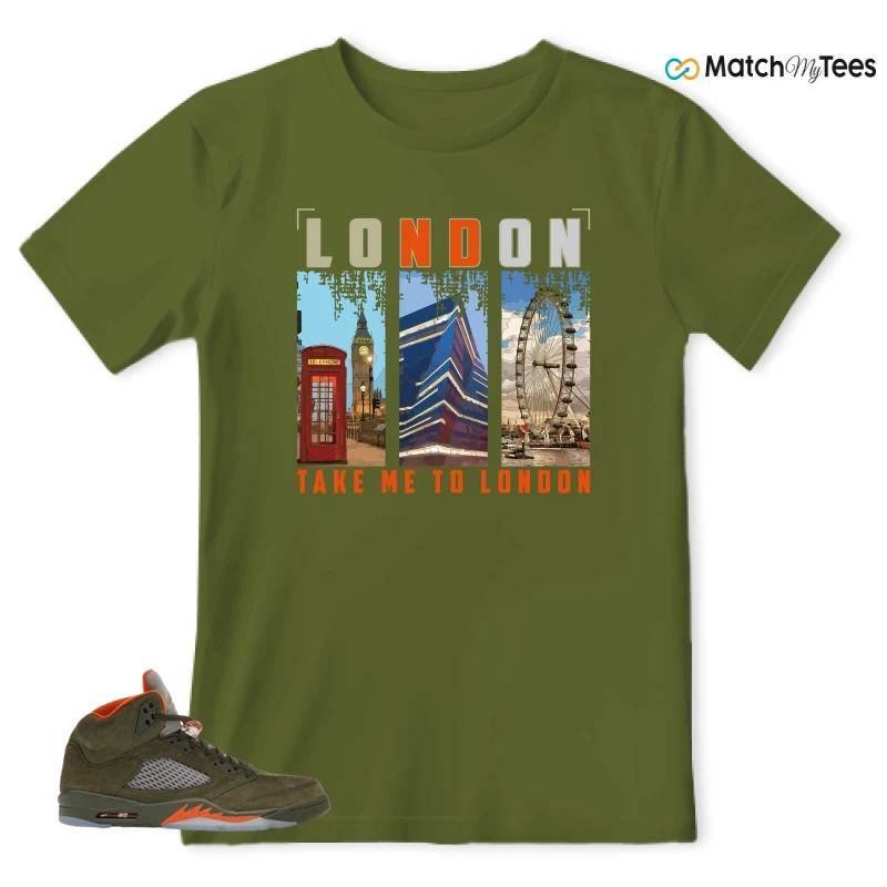 NIKE AIR JORDAN 5 OLIVE SNEAKER Matching Tees t-shirt