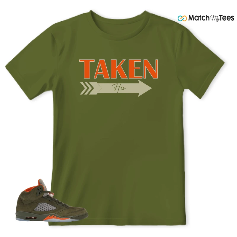 NIKE AIR JORDAN 5 OLIVE SNEAKER Matching Tees t-shirt