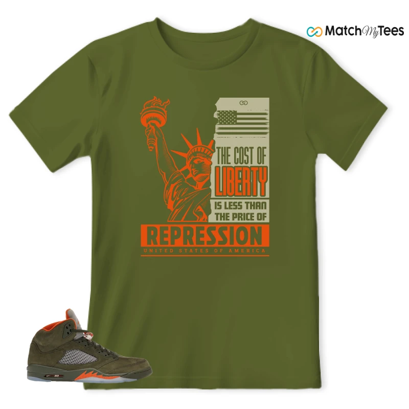 NIKE AIR JORDAN 5 OLIVE SNEAKER Matching Tees t-shirt