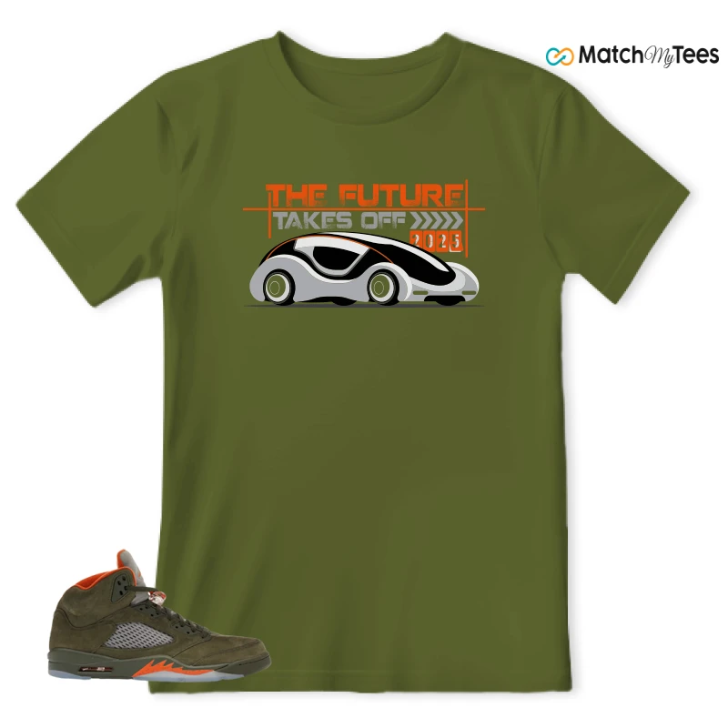 NIKE AIR JORDAN 5 OLIVE SNEAKER Matching Tees t-shirt