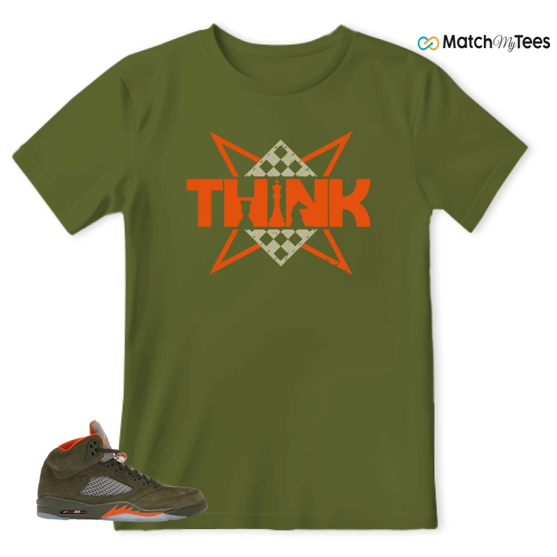 NIKE AIR JORDAN 5 OLIVE SNEAKER Matching Tees t-shirt