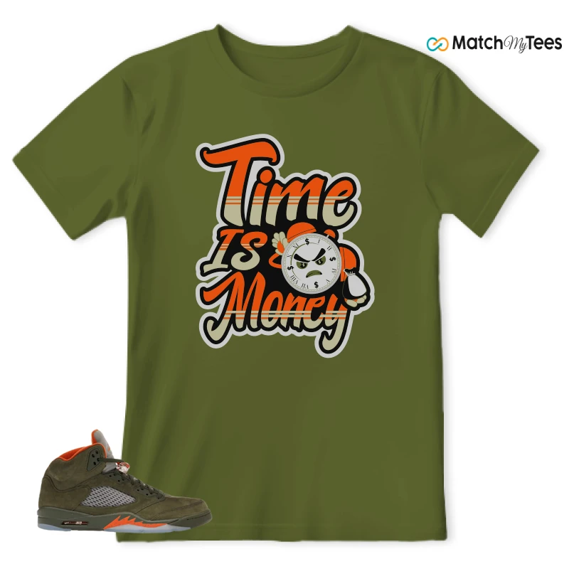 NIKE AIR JORDAN 5 OLIVE SNEAKER Matching Tees t-shirt