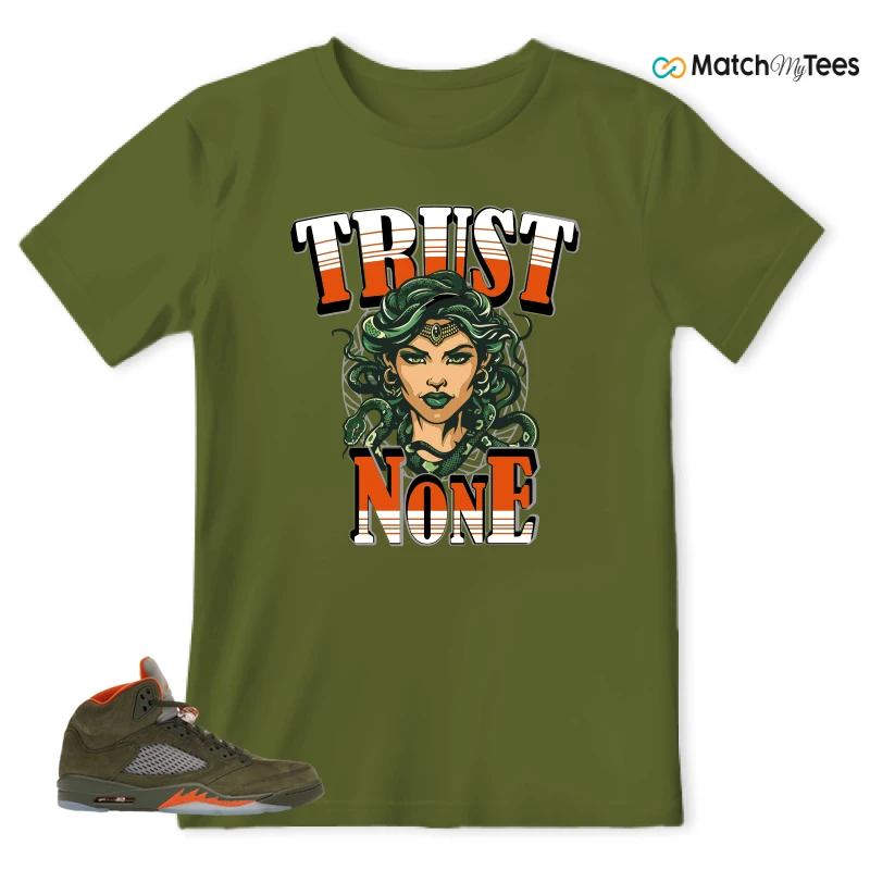 NIKE AIR JORDAN 5 OLIVE SNEAKER Matching Tees t-shirt