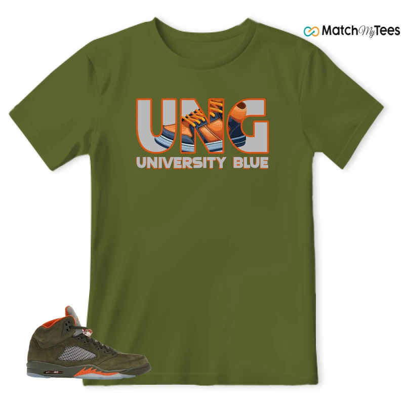 NIKE AIR JORDAN 5 OLIVE SNEAKER Matching Tees t-shirt