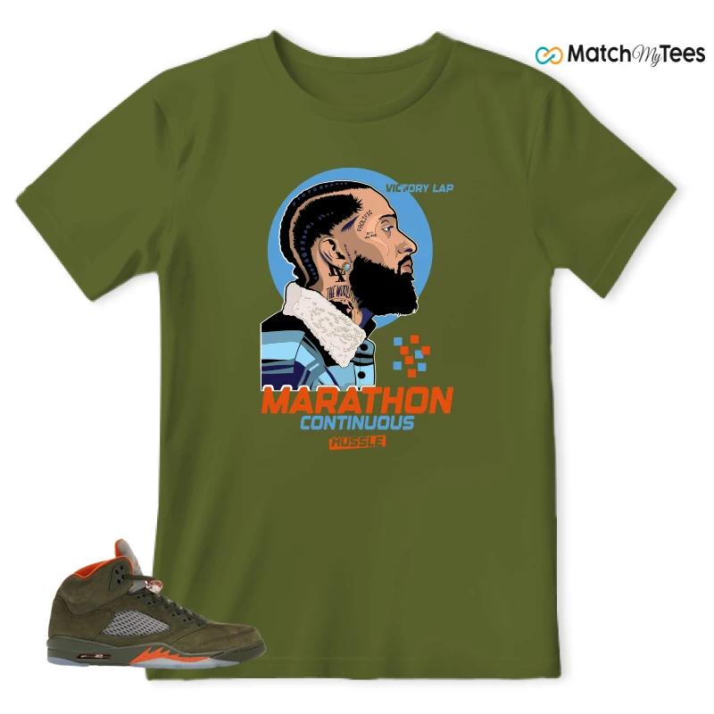NIKE AIR JORDAN 5 OLIVE SNEAKER Matching Tees t-shirt