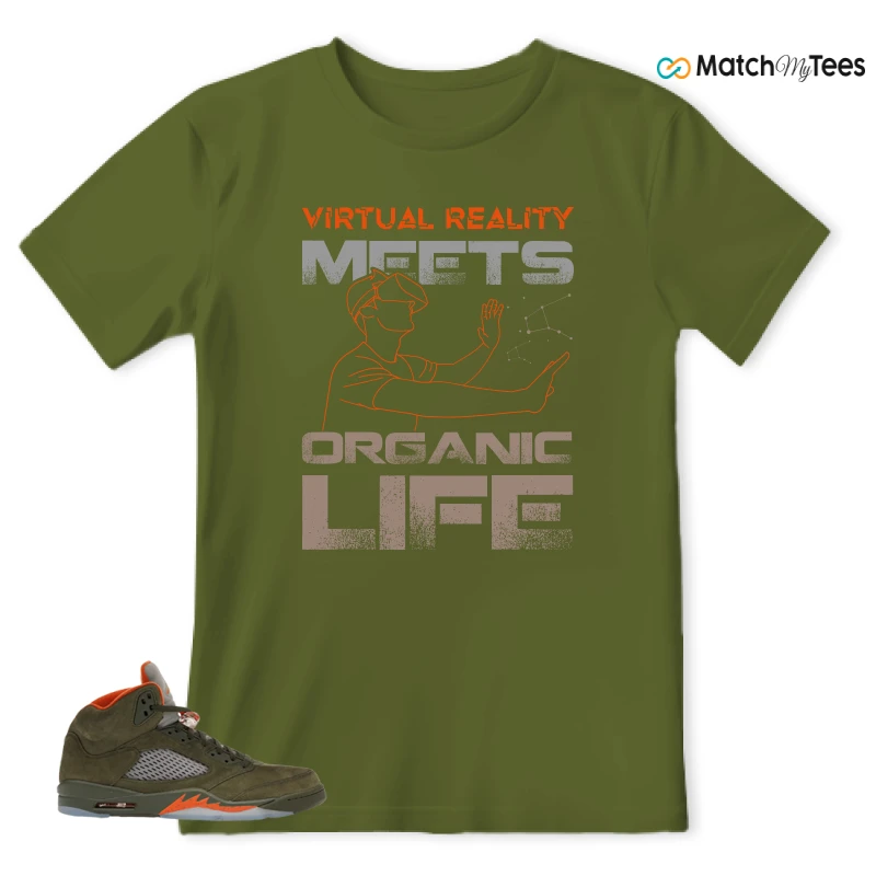NIKE AIR JORDAN 5 OLIVE SNEAKER Matching Tees t-shirt