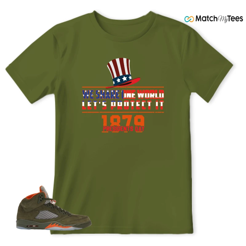 NIKE AIR JORDAN 5 OLIVE SNEAKER Matching Tees t-shirt