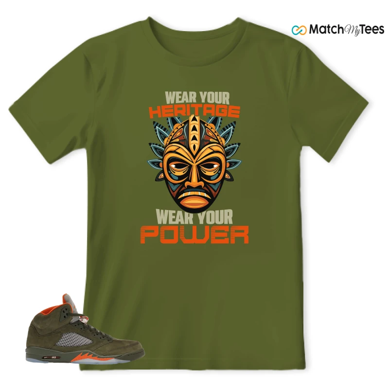 NIKE AIR JORDAN 5 OLIVE SNEAKER Matching Tees t-shirt