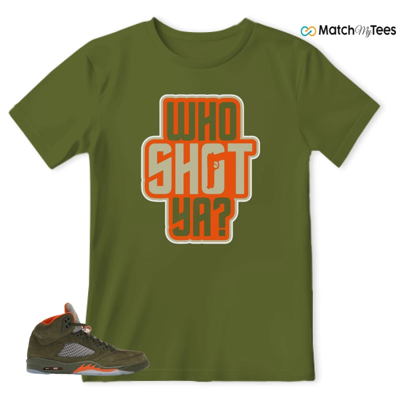 NIKE AIR JORDAN 5 OLIVE SNEAKER Matching Tees t-shirt