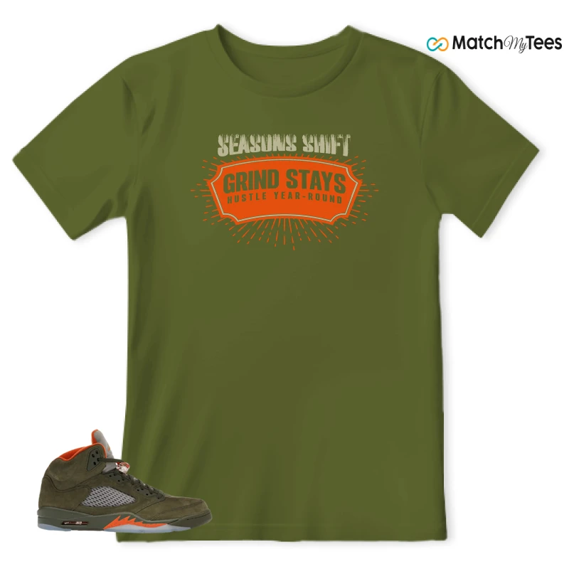NIKE AIR JORDAN 5 OLIVE SNEAKER Matching Tees t-shirt