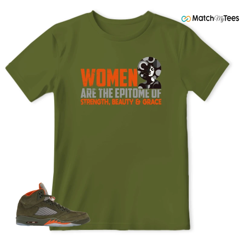 NIKE AIR JORDAN 5 OLIVE SNEAKER Matching Tees t-shirt