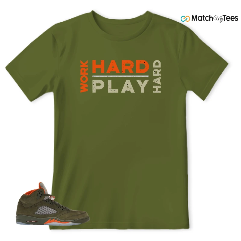 NIKE AIR JORDAN 5 OLIVE SNEAKER Matching Tees t-shirt