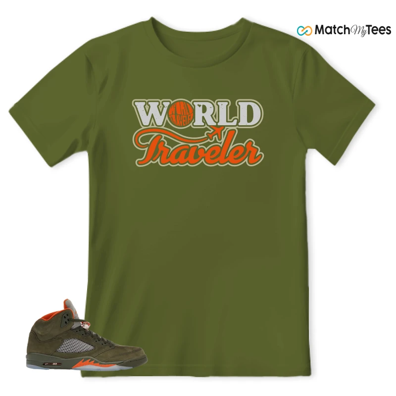 NIKE AIR JORDAN 5 OLIVE SNEAKER Matching Tees t-shirt