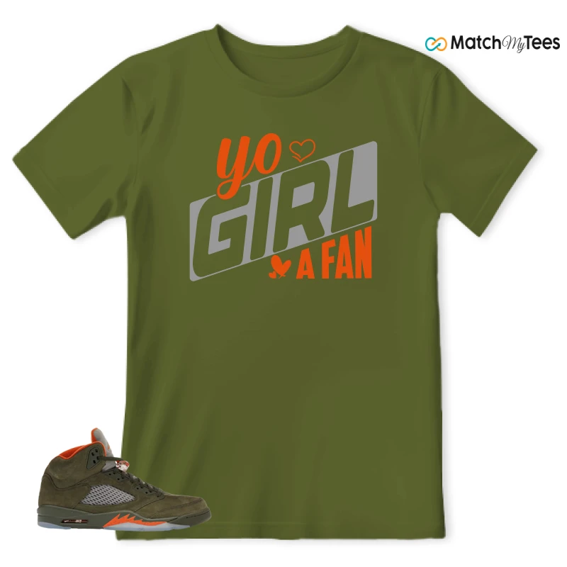 NIKE AIR JORDAN 5 OLIVE SNEAKER Matching Tees t-shirt
