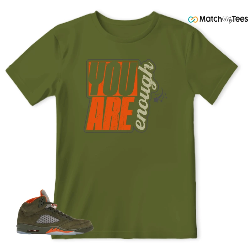 NIKE AIR JORDAN 5 OLIVE SNEAKER Matching Tees t-shirt