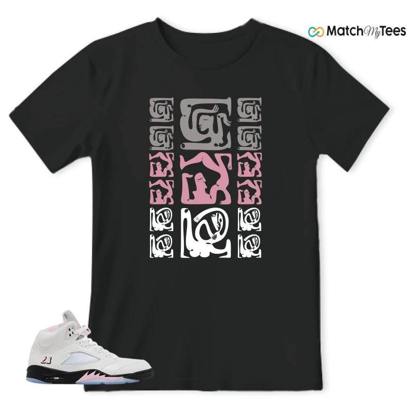 NIKE AIR JORDAN 5 RETRO MEDIUM SOFT PINK SNEAKER Matching Tees t-shirt