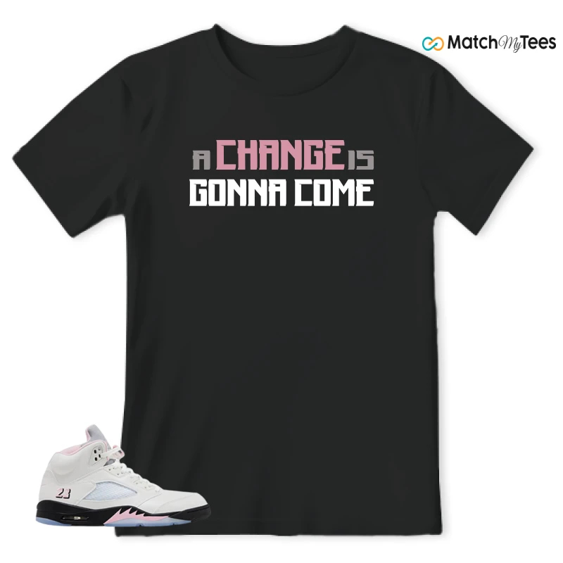 NIKE AIR JORDAN 5 RETRO MEDIUM SOFT PINK SNEAKER Matching Tees t-shirt