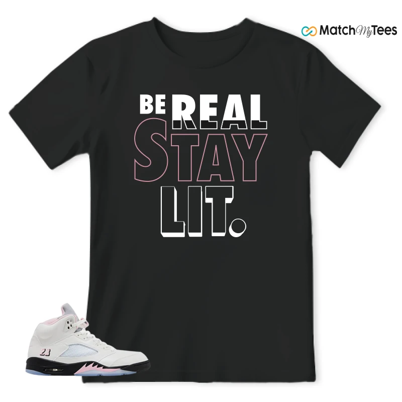 NIKE AIR JORDAN 5 RETRO MEDIUM SOFT PINK SNEAKER Matching Tees t-shirt