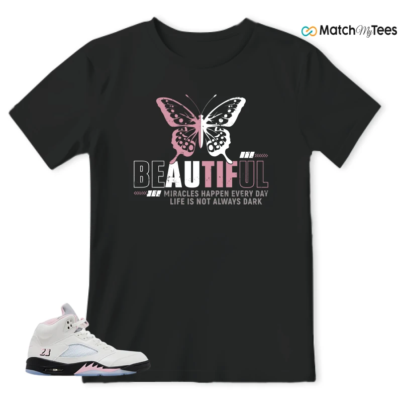 NIKE AIR JORDAN 5 RETRO MEDIUM SOFT PINK SNEAKER Matching Tees t-shirt