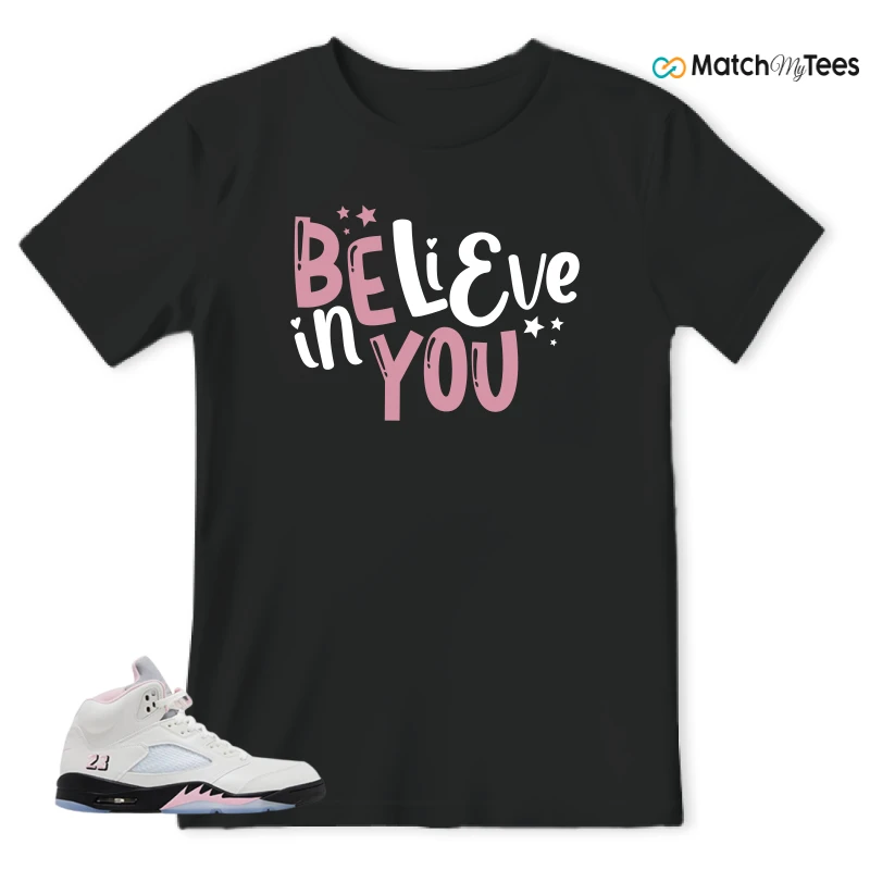 NIKE AIR JORDAN 5 RETRO MEDIUM SOFT PINK SNEAKER Matching Tees t-shirt