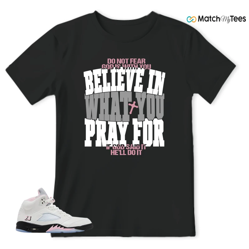 NIKE AIR JORDAN 5 RETRO MEDIUM SOFT PINK SNEAKER Matching Tees t-shirt