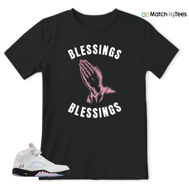 NIKE AIR JORDAN 5 RETRO MEDIUM SOFT PINK SNEAKER Matching Tees t-shirt