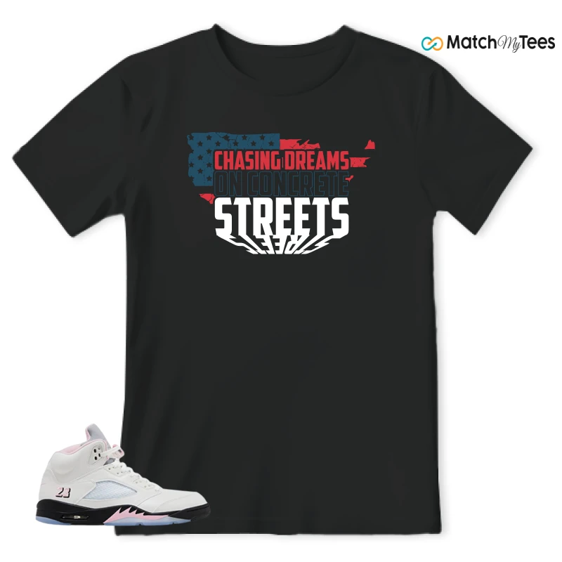 NIKE AIR JORDAN 5 RETRO MEDIUM SOFT PINK SNEAKER Matching Tees t-shirt