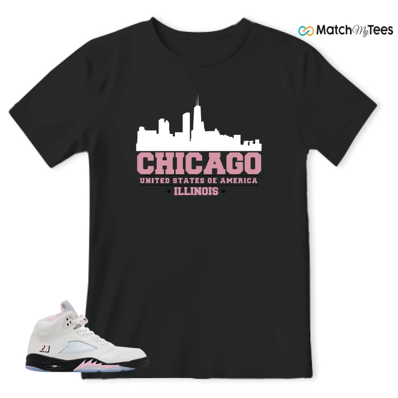 NIKE AIR JORDAN 5 RETRO MEDIUM SOFT PINK SNEAKER Matching Tees t-shirt