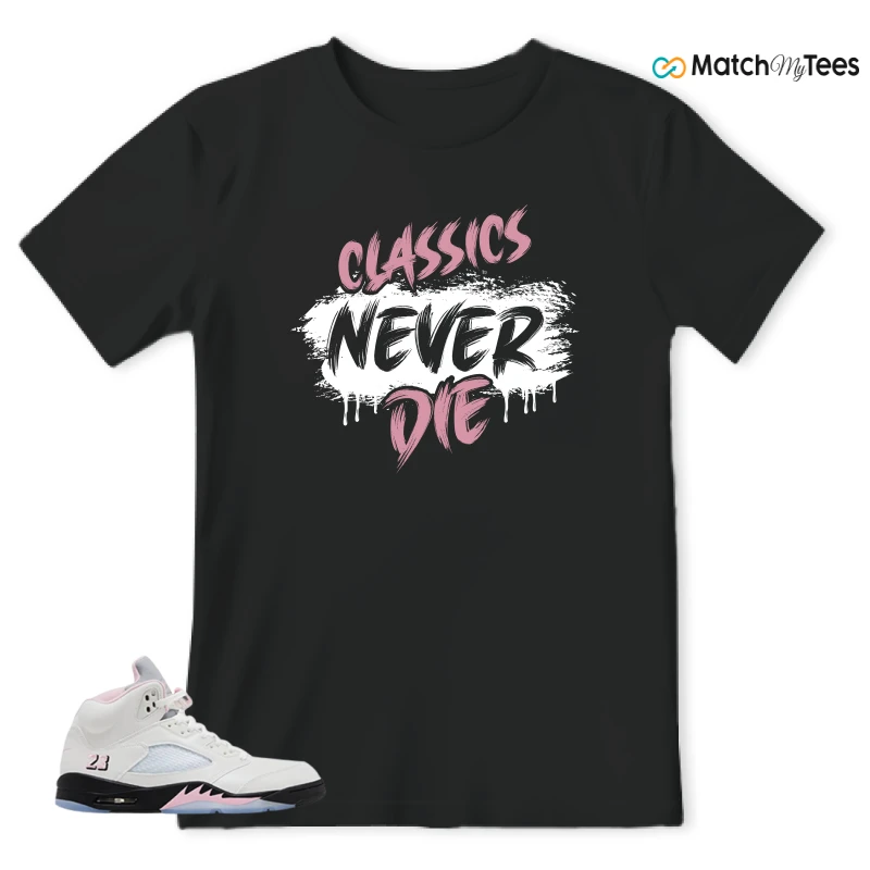 NIKE AIR JORDAN 5 RETRO MEDIUM SOFT PINK SNEAKER Matching Tees t-shirt