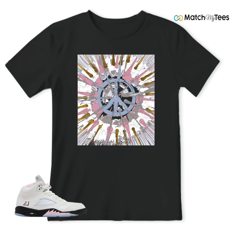 NIKE AIR JORDAN 5 RETRO MEDIUM SOFT PINK SNEAKER Matching Tees t-shirt