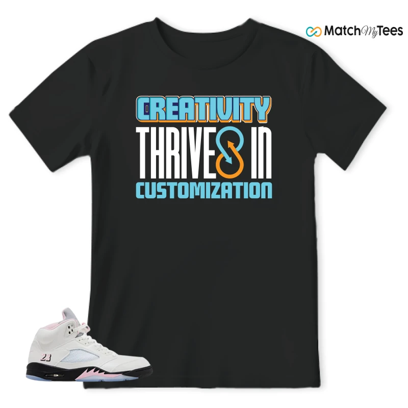 NIKE AIR JORDAN 5 RETRO MEDIUM SOFT PINK SNEAKER Matching Tees t-shirt