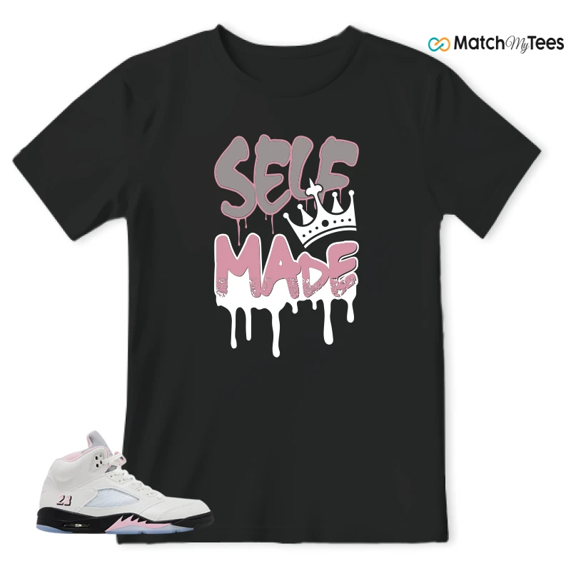 NIKE AIR JORDAN 5 RETRO MEDIUM SOFT PINK SNEAKER Matching Tees t-shirt