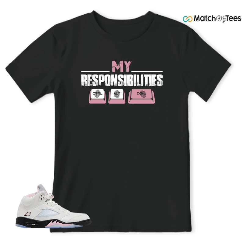NIKE AIR JORDAN 5 RETRO MEDIUM SOFT PINK SNEAKER Matching Tees t-shirt