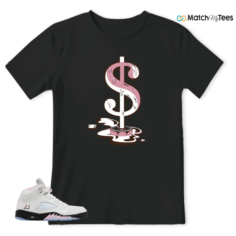 NIKE AIR JORDAN 5 RETRO MEDIUM SOFT PINK SNEAKER Matching Tees t-shirt