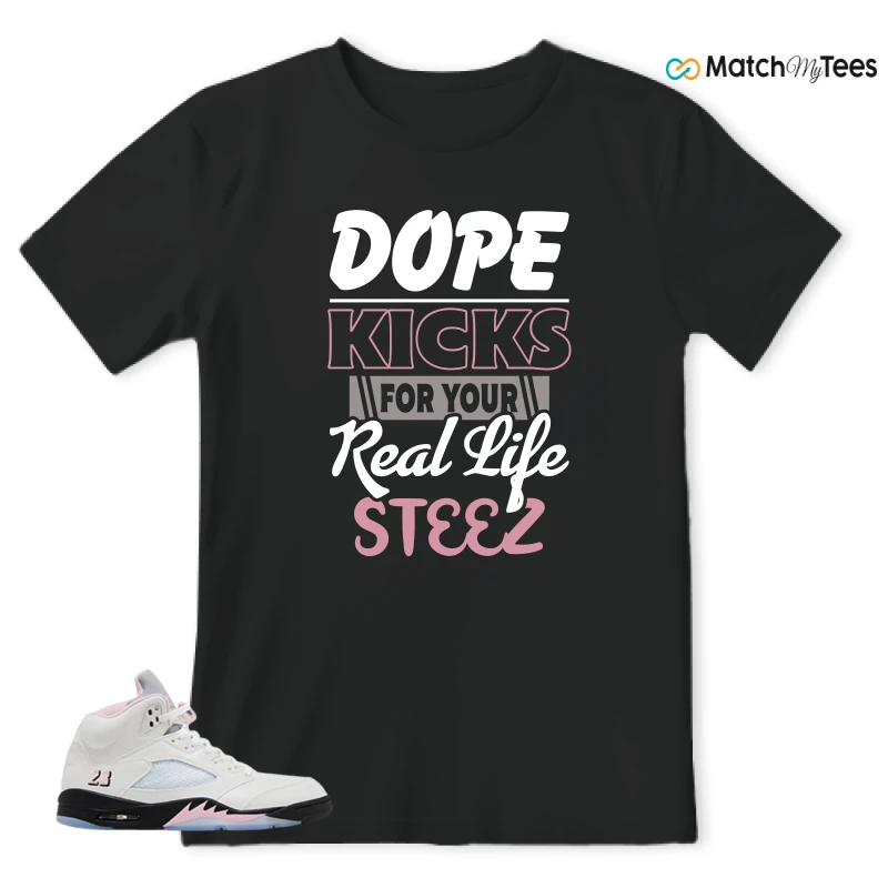NIKE AIR JORDAN 5 RETRO MEDIUM SOFT PINK SNEAKER Matching Tees t-shirt