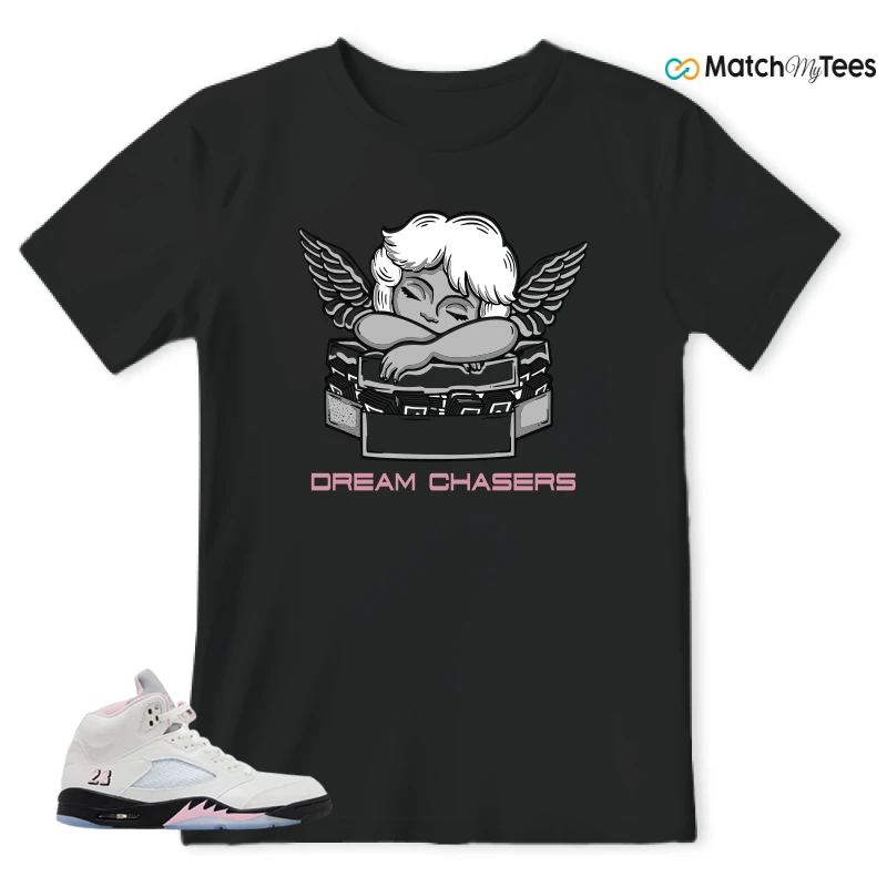 NIKE AIR JORDAN 5 RETRO MEDIUM SOFT PINK SNEAKER Matching Tees t-shirt