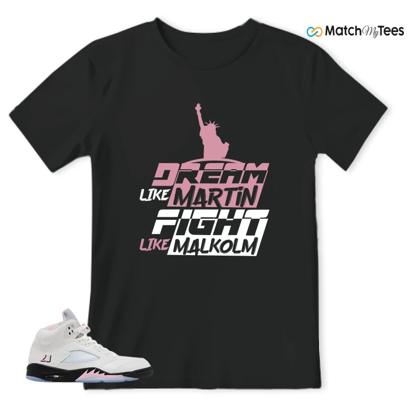 NIKE AIR JORDAN 5 RETRO MEDIUM SOFT PINK SNEAKER Matching Tees t-shirt