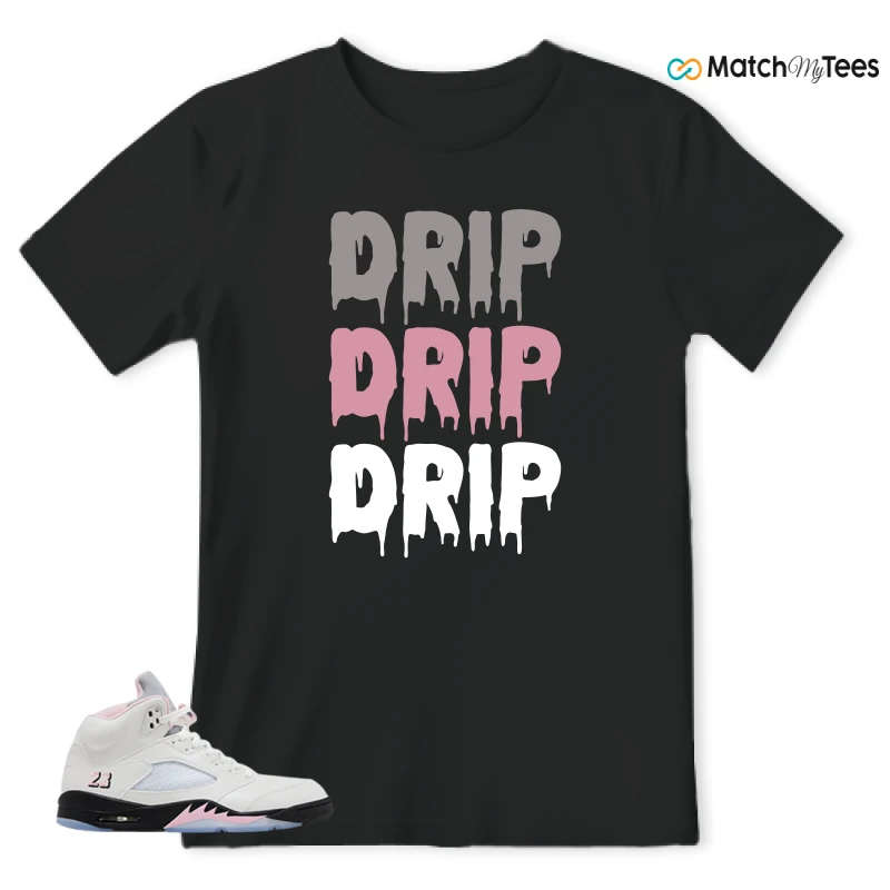 NIKE AIR JORDAN 5 RETRO MEDIUM SOFT PINK SNEAKER Matching Tees t-shirt