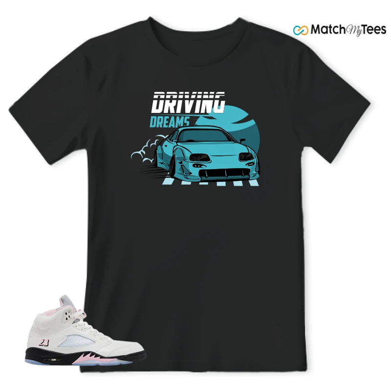 NIKE AIR JORDAN 5 RETRO MEDIUM SOFT PINK SNEAKER Matching Tees t-shirt