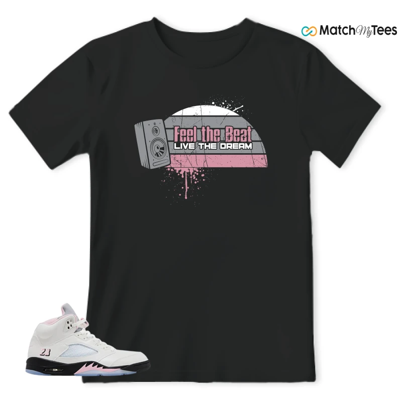 NIKE AIR JORDAN 5 RETRO MEDIUM SOFT PINK SNEAKER Matching Tees t-shirt