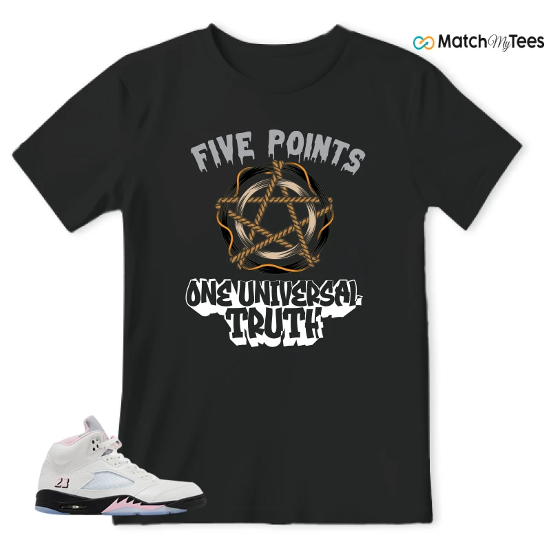 NIKE AIR JORDAN 5 RETRO MEDIUM SOFT PINK SNEAKER Matching Tees t-shirt