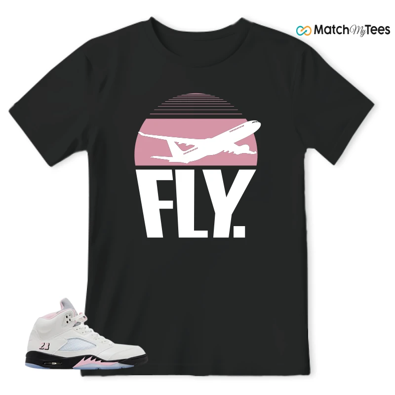 NIKE AIR JORDAN 5 RETRO MEDIUM SOFT PINK SNEAKER Matching Tees t-shirt