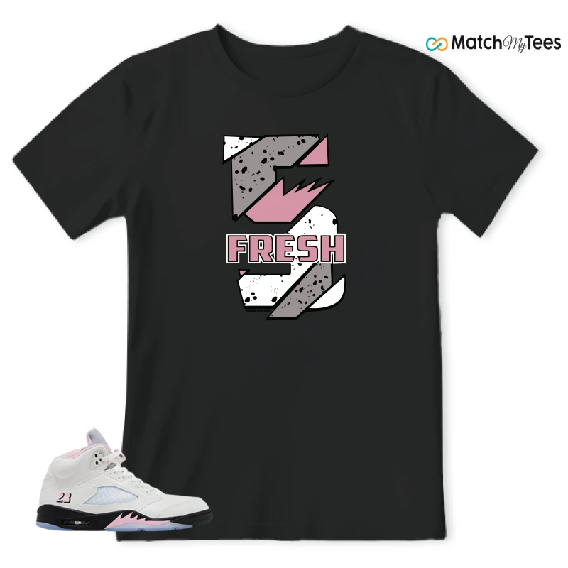 NIKE AIR JORDAN 5 RETRO MEDIUM SOFT PINK SNEAKER Matching Tees t-shirt