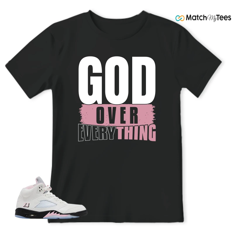 NIKE AIR JORDAN 5 RETRO MEDIUM SOFT PINK SNEAKER Matching Tees t-shirt