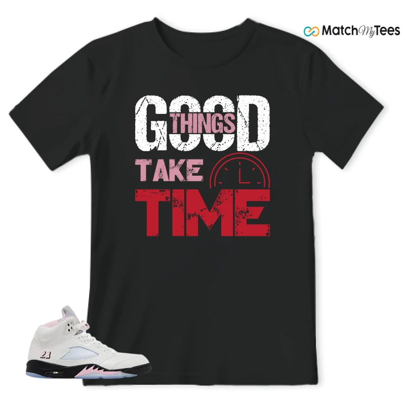 NIKE AIR JORDAN 5 RETRO MEDIUM SOFT PINK SNEAKER Matching Tees t-shirt