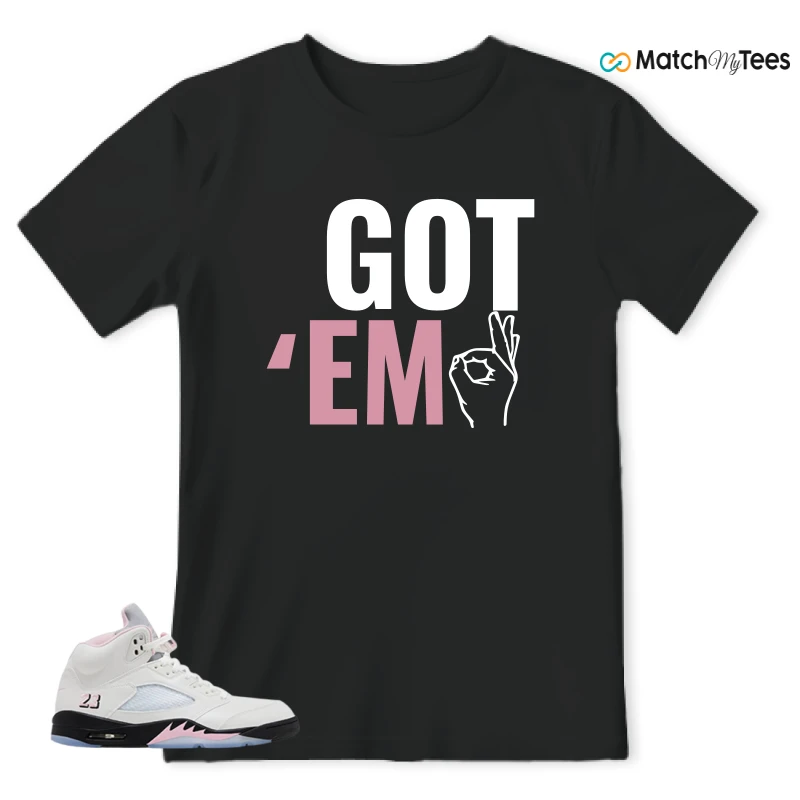 NIKE AIR JORDAN 5 RETRO MEDIUM SOFT PINK SNEAKER Matching Tees t-shirt