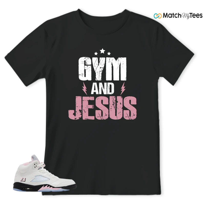 NIKE AIR JORDAN 5 RETRO MEDIUM SOFT PINK SNEAKER Matching Tees t-shirt