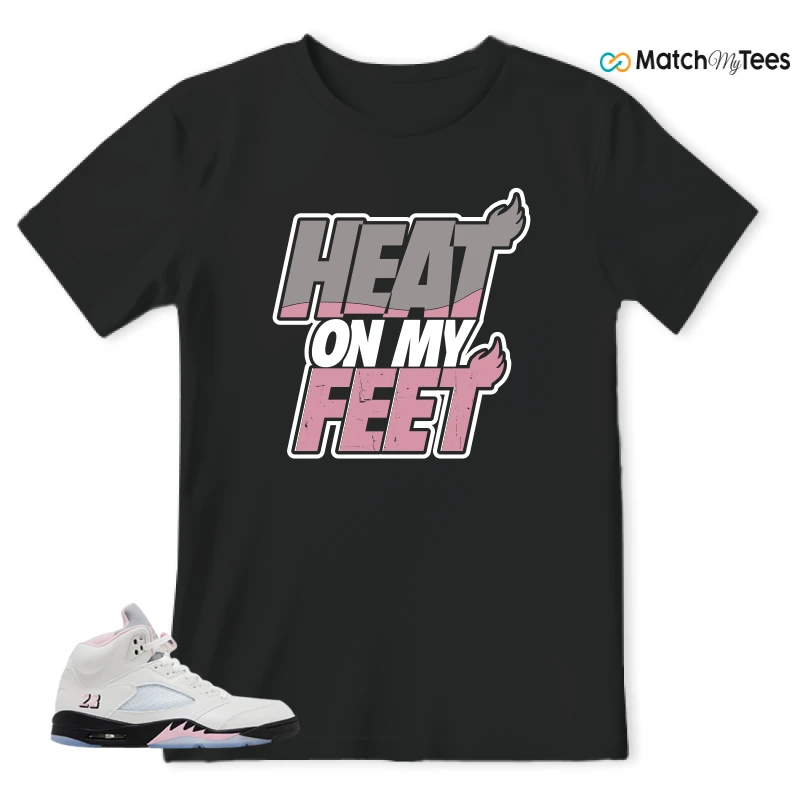 NIKE AIR JORDAN 5 RETRO MEDIUM SOFT PINK SNEAKER Matching Tees t-shirt