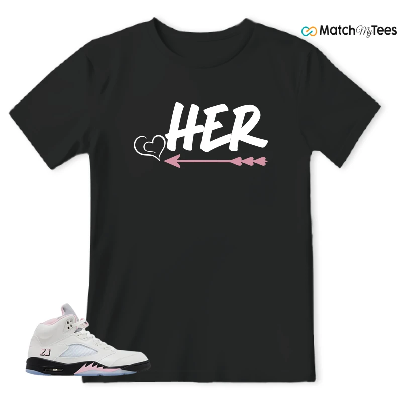 NIKE AIR JORDAN 5 RETRO MEDIUM SOFT PINK SNEAKER Matching Tees t-shirt