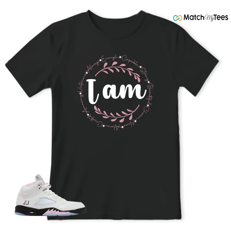 NIKE AIR JORDAN 5 RETRO MEDIUM SOFT PINK SNEAKER Matching Tees t-shirt